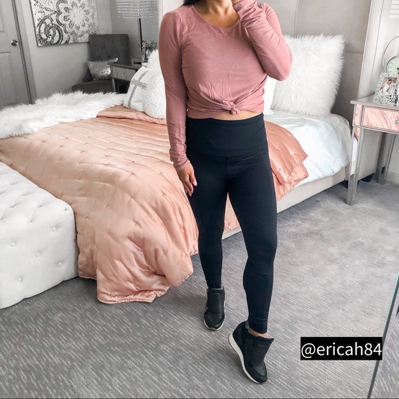 Mind Code mauve twisted crop top pullover long sleeve - Picture 4 of 13